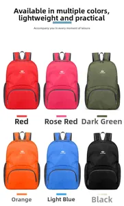 Collage di zaini da esterno leggeri in rosso, rosa, verde, arancione, blu e nero