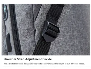 Détails de la bretelle de sac à dos grise réglable avec port USB et boucle de serrage