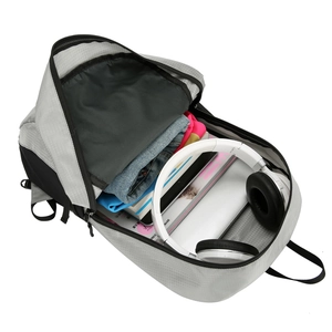 Foldable waterproof hiking backpack with large capacity and grey plaid nylon design