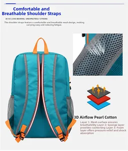 Détails des bretelles ergonomiques en S et mesh respirant 3 couches sur sac à dos de rando