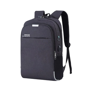 Sac à dos d'affaires pour ordinateur avec port USB et verrou à code en tissu gris