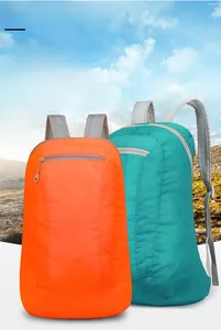 Close-up of lightweight foldable outdoor backpack with breathable mesh shoulder straps