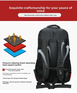 Detail of ergonomic breathable shoulder straps and padded back system on outdoor backpack