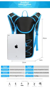 Detailed specs of the water-resistant cycling backpack with size and weight dimensions