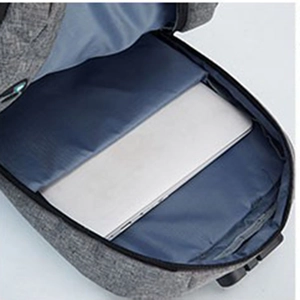 Sac à dos d'affaires gris avec compartiment pour ordinateur portable et verrou antivol