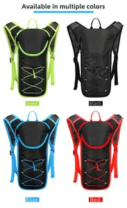 Outdoor cycling backpacks in neon green, black, blue, and red with honeycomb fabric