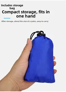 Close-up of a compact blue storage bag with honeycomb ripstop texture and drawstring