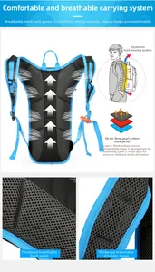 Breathable 3D mesh back panel structure of the blue outdoor cycling hydration backpack