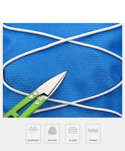 Detail showing bright blue scratch-resistant diamond texture fabric of the cycling backpack