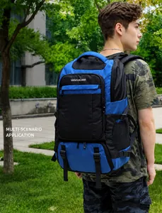 Detail view of the outdoor thermal backpack featuring waterproof fabric and mesh pockets