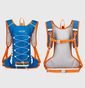 Detailed front and back view of 12L outdoor cycling backpack with reflective strips
