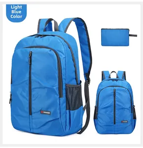 Zaino in nylon impermeabile azzurro con borsa coordinata con cerniera e tasca in rete
