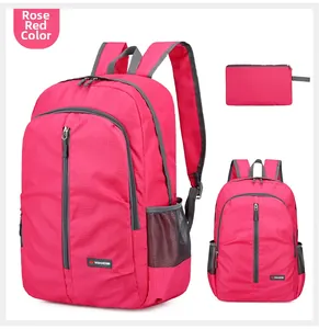 Zaino da esterno rosso rosa leggero di grande capacità con custodia pieghevole