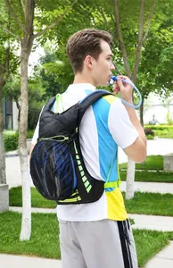 Outdoor cycling backpack with helmet storage mesh and hydration tube for hiking