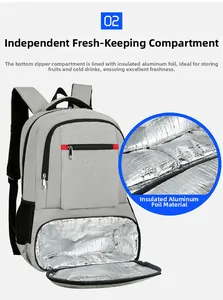 Détail du compartiment isotherme inférieur avec doublure en aluminium pour garder au frais