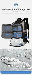 Detailed view of insulated backpack with thermal aluminum foil compartment and organizer pockets