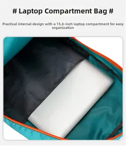 Dettaglio interno dello zaino con scomparto dedicato per laptop da 15,6 pollici e zip