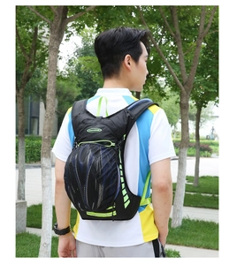 Outdoor cycling backpack with helmet storage net and reflective strips for safety