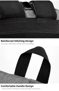 Detail of reinforced stitching and breathable honeycomb mesh padding on laptop backpack