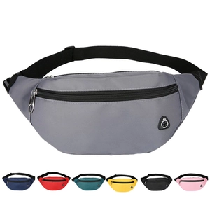 Sac Banane de Sport Unisexe à la Mode en Nylon Imperméable Sac de Poitrine Grande Capacité Avec Trou Écouteurs pour Voyage Extérieur
