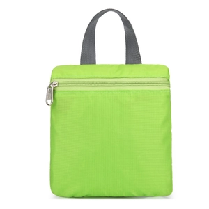 Foldable waterproof neon green travel backpack with gray handles for outdoor sports
