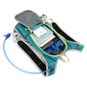 Waterproof hydration backpack for cycling and running with large storage and blue water tube