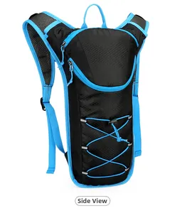 Side view of outdoor cycling backpack with honeycomb texture and hydration system
