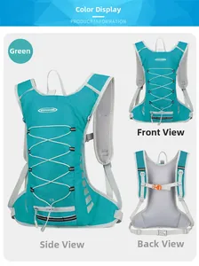 Dettaglio dello zaino da ciclismo 12L verde lago con mesh e fibbie