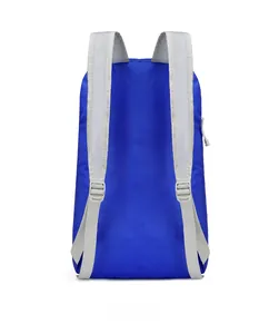 Detail view of water-resistant nylon texture and breathable mesh straps on foldable backpack