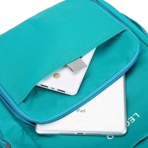 Sac à dos pliable en nylon bleu avec compartiments spacieux pour iPad et batterie externe