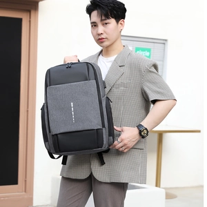 Men's large business laptop backpack with USB port and ergonomic S-type padded straps