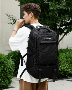 Side view of a black insulated cooler backpack featuring durable nylon and side mesh pockets