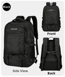 Front, side, and back views of black waterproof insulated backpack with mesh back padding