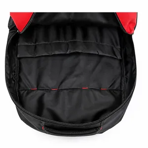 Detail view of the large capacity backpack inner compartment with functional slots