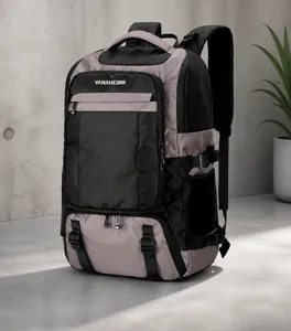 Side view of large insulated picnic backpack with durable straps and side mesh pocket