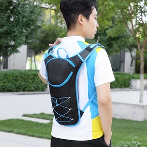 Outdoor cycling hydration backpack in black and blue for mountain biking and running