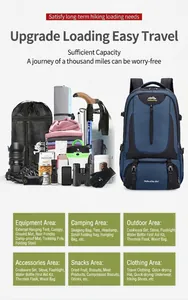 Detailed 85L hiking backpack storage layout with compartments for camping gear and clothes