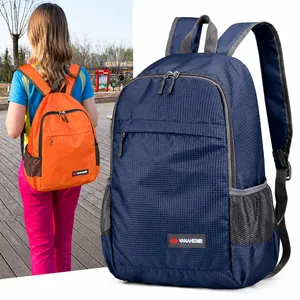 Foldable lightweight waterproof outdoor backpack with large capacity nylon fabric