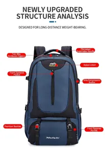 Detail view of the 85L hiking backpack featuring dual zippers and durable buckle straps