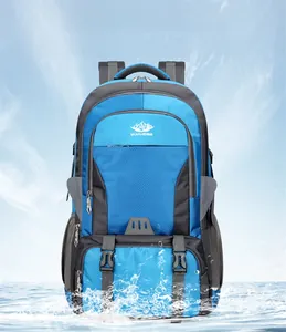 Close-up of waterproof high-density nylon fabric and splash-proof detail on hiking backpack