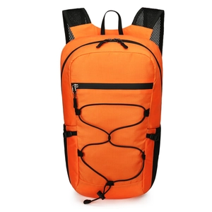 Orange waterproof folding outdoor backpack with large capacity for hiking and travel