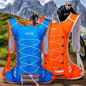 Blue and orange 12L outdoor cycling backpack with breathable mesh and hydration system