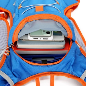 Blue and orange lightweight cycling backpack with large capacity for hiking and hydration