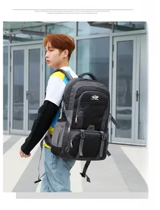 Outdoor hiking backpack detail showing side mesh pockets and adjustable buckle straps