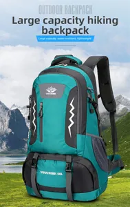 Outdoor hiking backpack in 60L large capacity with water-resistant fabric and ergonomic straps