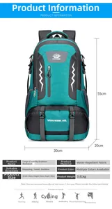 60L large capacity hiking backpack with water-resistant fabric and 0.81kg lightweight design