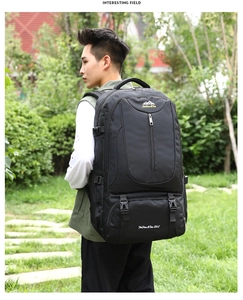 85L large capacity outdoor hiking backpack in black with adjustable straps for travel