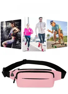 Dettagli del marsupio sportivo rosa con tessuto impermeabile e foro per auricolari