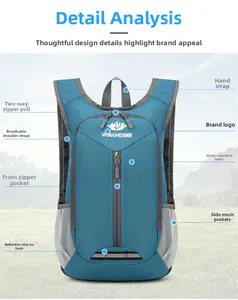 Detail van de lichtgewicht waterdichte wandelrugzak met ademende mesh schouderbanden