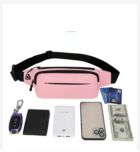 Marsupio sportivo rosa in nylon con grande capacità per contenere telefono e portafoglio